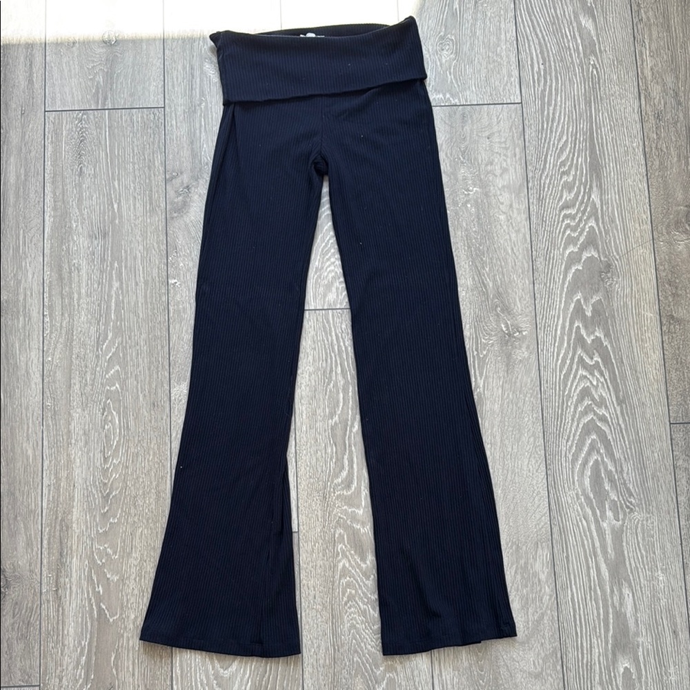 Garage Black Ribbed Flare Pants